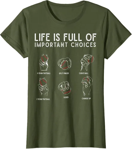 Vista 81 de Tipos de béisbol Pitches Life Choices Jugador Camiseta