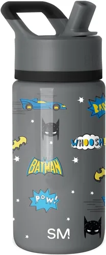 Vista 82 de Simple Modern DC Comics Batman - Botella de agua para niños con tapa con pajilla, vaso aislado de acero inoxidable de 14 onzas para niños, vaso a