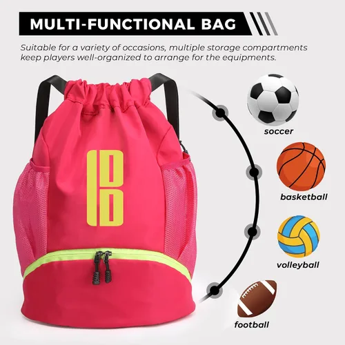 Vista 5 de brooman Bolsas de fútbol juveniles para niños y niñas, mochila de fútbol, baloncesto, voleibol y fútbol