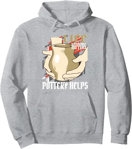 Vista 3 de Life Happens - Pottery Helps Ceramics Artiste Pullover Hoodie