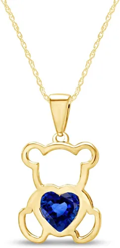 Vista 13 de Collar con colgante de oso de peluche con piedra natal para mujer Simulated Alexandrite