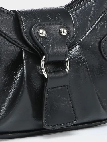 Vista 6 de Verdusa Bolso de mano plisado para mujer, bolso de mano de piel sintética Negro