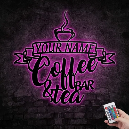 Vista 5 de Letrero de metal personalizado para barra de café, varios tamaños, placa de pared para decoración de cocina, regalos personalizados para amantes