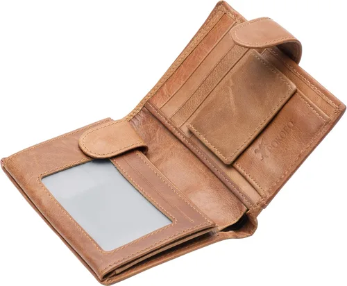 Vista 7 de POKOFO Gran RFID Cuero Genuino Tarjetero Trifold Wallet Snap Cierre 3 ID Windows para los hombres