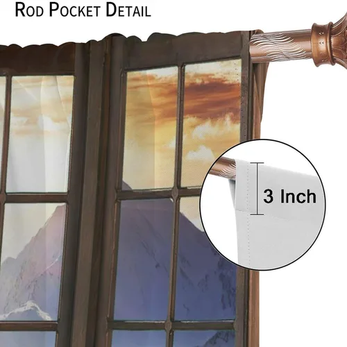 Vista 38 de Cortinas de paisaje, ventana 3D, primavera, bosque, vida silvestre, paisajes de naturaleza, dormitorio, sala de estar, cortinas térmicas opacas de 2