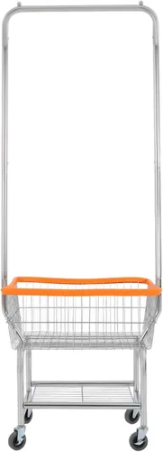 Vista 6 de Carrito de lavandería, Carrito de lavandería de alambre de acero, Cesta de lavandería con ruedas, Cesta de lavandería comercial con bastidor