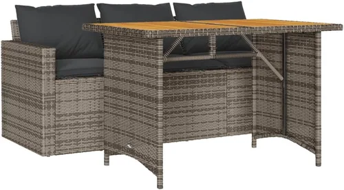 Vista 12 de Brown PE Rattan 3-Seater Outdoor Sofa, Steel Frame Rectangular Garden Bench with Cushions for Patio, Balcony and Terrace