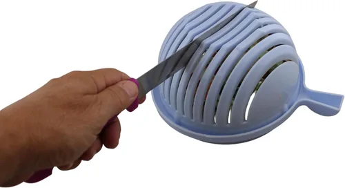 Vista 5 de Cortador de ensaladas rápido, cortador de ensalada, dados rápidamente frutas y verduras, comidas saludables sin BPA y ensaladas en minutos, Azul
