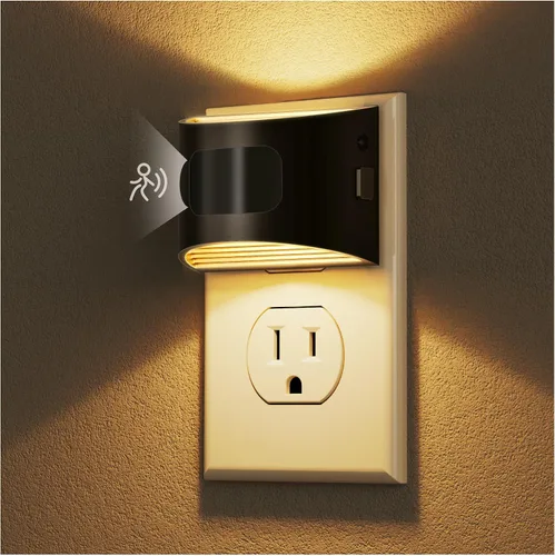Vista 9 de DORESshop - Luz nocturna con sensor de movimiento, luces nocturnas enchufables a la pared, 3000K Negro