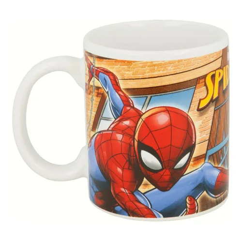Vista 3 de Taza Mug Spider-Man Great power Azul Rojo Cerámica 350 ml