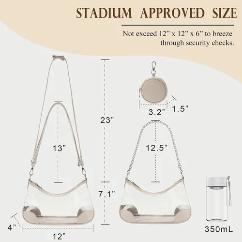 Vista 4 de Clear Bag for Stadium Events, Clear Purse for Women Concert Crossbody, PVC Shouler Bags with Coin Purse