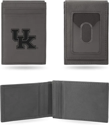 Vista 94 de Rico Industries NCAA - Cartera de bolsillo frontal grabada con láser gris, compacta, cómoda, delgada