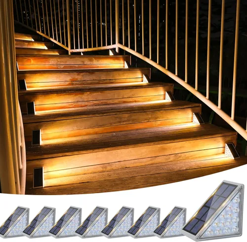 Vista 12 de VOLISUN Paquete de 6 luces solares para escaleras, 7 colores fijos, luces solares para escalones al aire libre, impermeables, IP67, luz LED