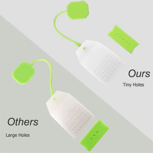 Vista 3 de Infusor de té de silicona, paquete de 4 bolsas de filtro de té de hojas sueltas con cuchara