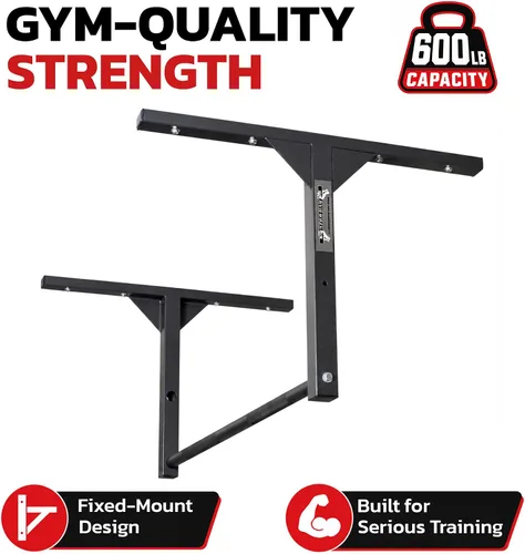 Vista 3 de Stud Bar Barra de dominadas resistente para montaje en techo o pared, calidad de gimnasio, capacidad de 600 libras, tamaño estándar para techos de 9