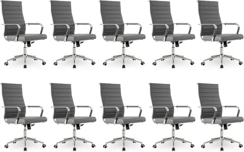Vista 41 de Okeysen Office Desk Chair, Ergonomic Leather Modern Conference Room Chairs, Executive Ribbed Height Adjustable Swivel Rolling Chair for Home Office
