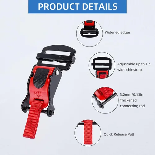 Vista 3 de NICENEEDED Adaptador de correa de barbilla para casco de trinquete, kit de hebilla de liberación rápida para casco, accesorios para casco