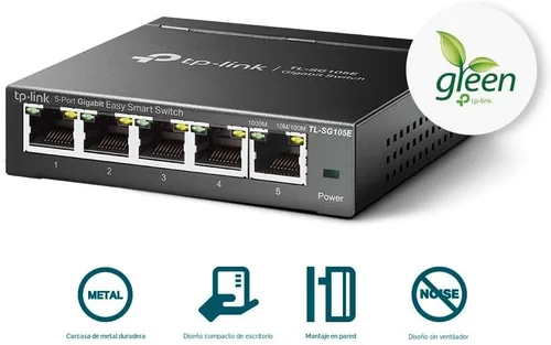 Vista 6 de TP-Link Switch Inteligente Fácil Ethernet Gigabit de 5 Puertos Plug and Play Escritorio Metal Resistente con Puertos Blindados Reemplazo