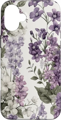 Vista 23 de White Violet Purple Lavender Lilac Floral Funda de flores botánicas para iPhone 17