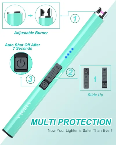 Vista 12 de Encendedor eléctrico recargable de velas de plasma de arco, sin llama, resistente al viento, encendedor USB, protección de seguridad múltiple