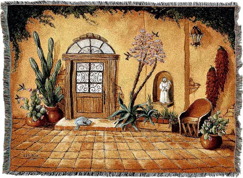 Vista 4 de Pure Country Weavers Casa Bonita Manta – Tapiz de regalo escénico del suroeste tejido de algodón, fabricado en los Estados Unidos (72 x 54 pulgadas)