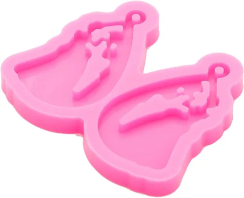 Vista 5 de Molde brillante y brillante para niña en vestido de novia, molde de resina de silicona para llavero, molde para bricolaje, joyería de moda, moldes