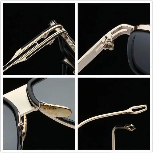 Vista 6 de Lentes de sol estilo aviador para hombres, lente con 100% protección UV, marco de aleación con estuche