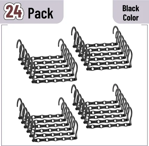 Vista 2 de Mr. Pen - Perchas de ahorro de espacio para ropa, 24 piezas, 5 ranuras, plástico a granel Collapsible Hangers with 360° Swivel Hook, Hanger Hooks