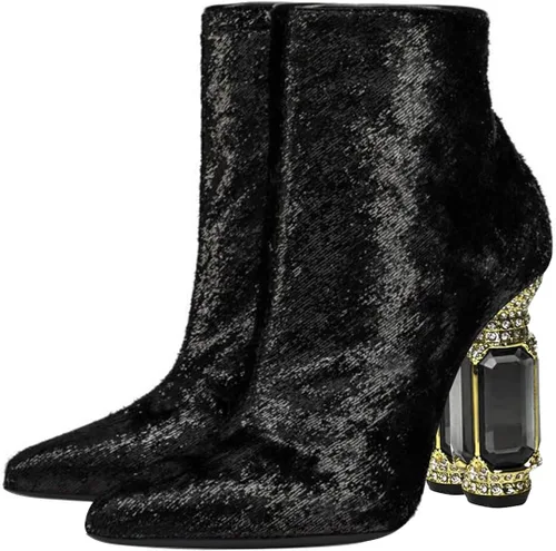 Vista 57 de FSJ Botas de tacón alto con punta puntiaguda para mujer, con tacón alto, con cremallera lateral brillante, estilo casual, para uso diario, zapatos