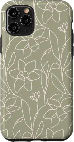 Vista 29 de Poppy Flower Line Art Modern Leaves Boho Artichoke Green Case for iPhone 17
