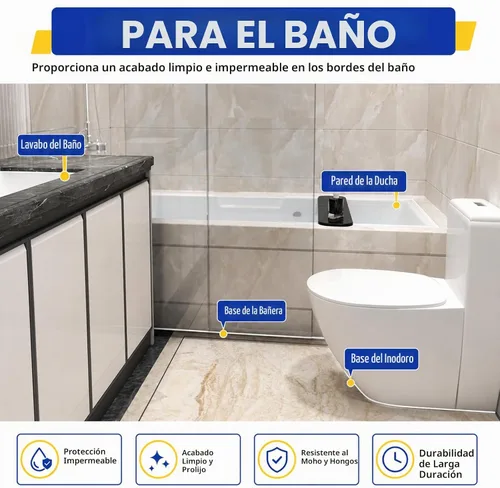 Vista 6 de Presa de agua de umbral de ducha de silicona, protector contra salpicaduras para fregadero de cocina, barrera de ducha (39 pulgadas)
