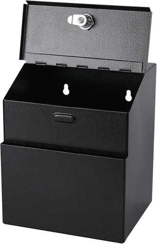 Vista 9 de xydled Caja de sugerencias con cerradura montable en pared de metal para donación/boleta/votación/colección/caja de depósito de llaves con 50