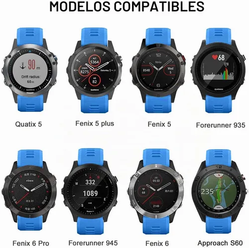 Vista 3 de ISABAKE Correa de reloj para Garmin Forerunner 935/945/955/965/745, pulsera de repuesto de silicona de 0.866 in para Fenix 5 Plus/Fenix 6 Azul