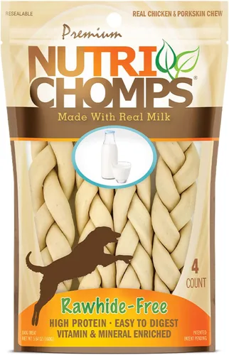 Vista 11 de NutriChomps Masticables para Perros, Trenzas de 6 Pulgadas, Fáciles de Digerir, Snacks para Perros sin Piel Cruda, Saludables, Pollo Real, Sabores a