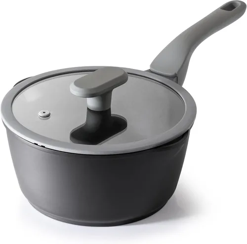 Vista 10 de PRICUSIS Cacerola antiadherente de cerámica con tapa, olla no tóxica de 1.3 cuartos de galón con boquillas de vertido, totalmente revestida, 100%
