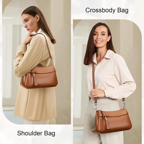 Vista 19 de Over Earth Genuine Leather Crossbody Bags for Women Small Hobo Handbags Shoulder Purses with 2 Detachable Straps