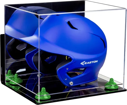 Vista 32 de Better Display Cases Vitrina acrílica para casco de bateo de béisbol con espejo, elevadores rosados, montaje en pared y base de espejo (V22/A012)
