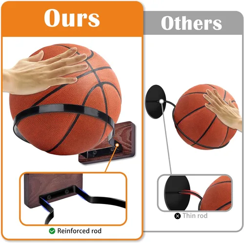 Vista 3 de Soporte de pared para baloncesto, múltiples bolas de almacenamiento, decoración de pared para baloncesto, fútbol, voleibol, colección de voleibol