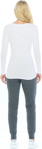 Vista 4 de Natural Uniforms Camiseta de manga larga extra ancha con cuello redondo para mujer