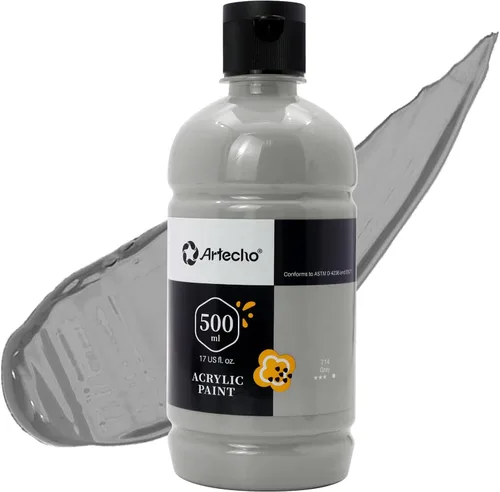 Vista 37 de Artecho Juego de pintura acrílica de 12 colores en envases grandes (500ml/17oz), pintura para manualidades artísticas para suministros de arte