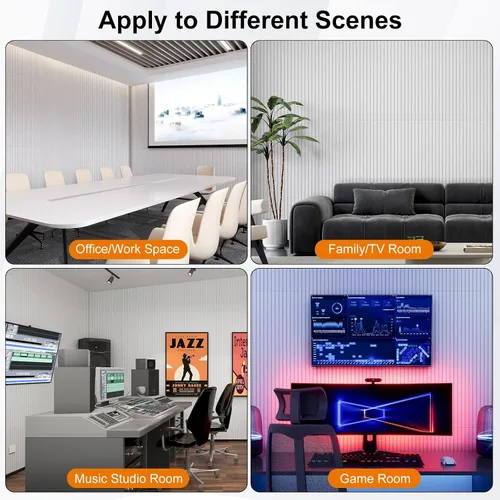 Vista 4 de 4 piezas de paneles acústicos, paneles decorativos insonorizados de 47''x23.6'', paneles grandes autoadhesivos que absorben el sonido para oficina