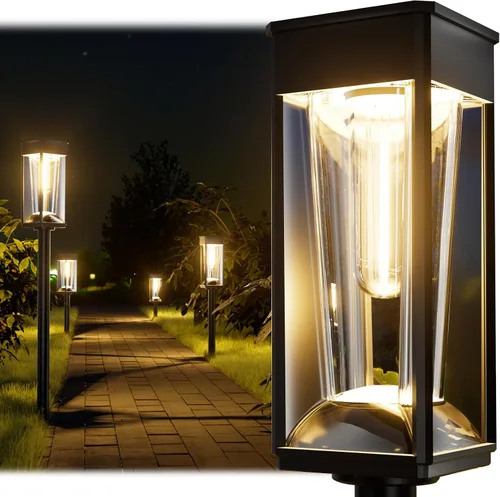 Vista 8 de BITPOTT Luces solares para caminos al aire libre, luces solares brillantes para exteriores, impermeables, IP65, paquete de 2 luces de jardín