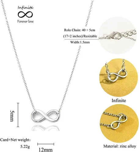 Vista 2 de Friendship Infinite 8 Collar con dije de elefante de la suerte, estrella y círculo de perlas para mujer, tarjeta de regalo