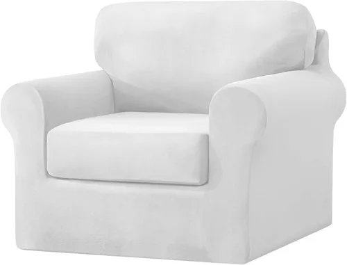 Vista 46 de UNBBRRL Fundas de sofá de 3 piezas para sofá, funda de terciopelo elástico para sillón con 1 funda de cojín de asiento y 1 funda de respaldo