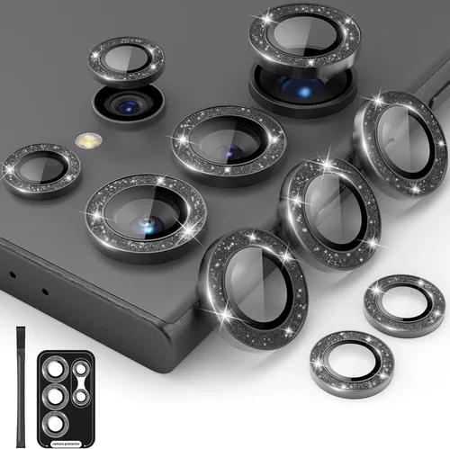 Vista 26 de Para Galaxy S24 Ultra Protector de lente de cámara Anillo de aleación de aluminio individual 9H Vidrio templado Accesorios decorativos Cubierta