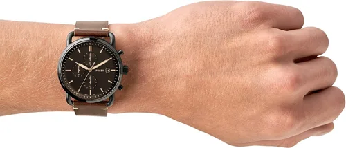 Vista 5 de Fossil Commuter - Reloj de cuarzo para hombre de acero inoxidable y piel estilo casual