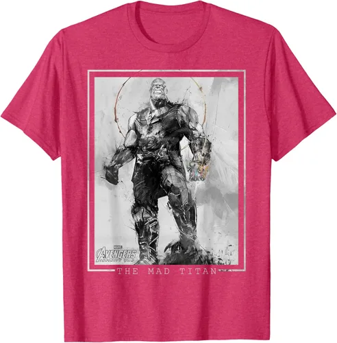 Vista 25 de Marvel Avengers Infinity War Thanos Sketch Graphic Camiseta Negro