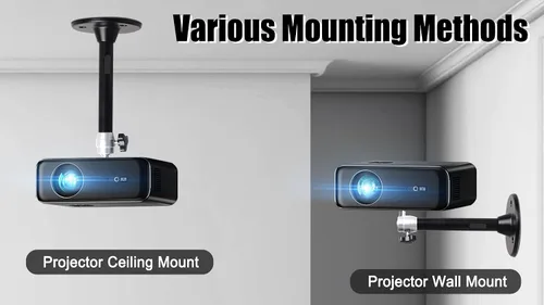 Vista 7 de 2-Be-Best Soporte de pared para mini proyector, negro, 7.9 pulgadas, 360°, para proyectores ajustables de 360°, soporte de suspensión