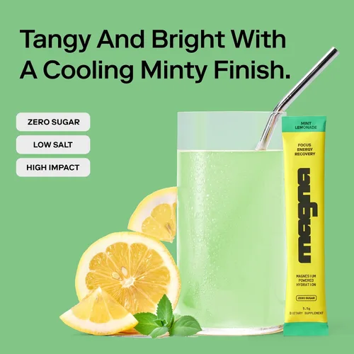 Vista 5 de MAGNA Paquete de mezcla de bebidas en polvo de electrolitos – sabores de limonada de té y limonada de menta, 42 porciones Hidratación, energía