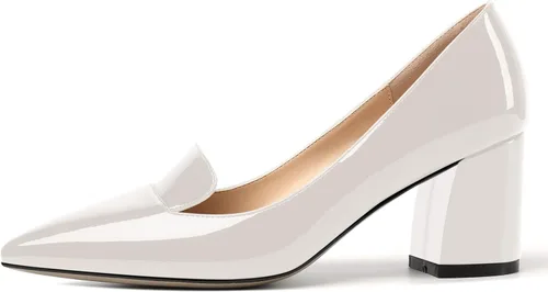 Vista 2 de ROSERWISH Zapatos de vestir para mujer, con puntera puntiaguda, elegantes y sexy, para fiesta, tacÃ³n alto, gruesos, de 2.5 pulgadas